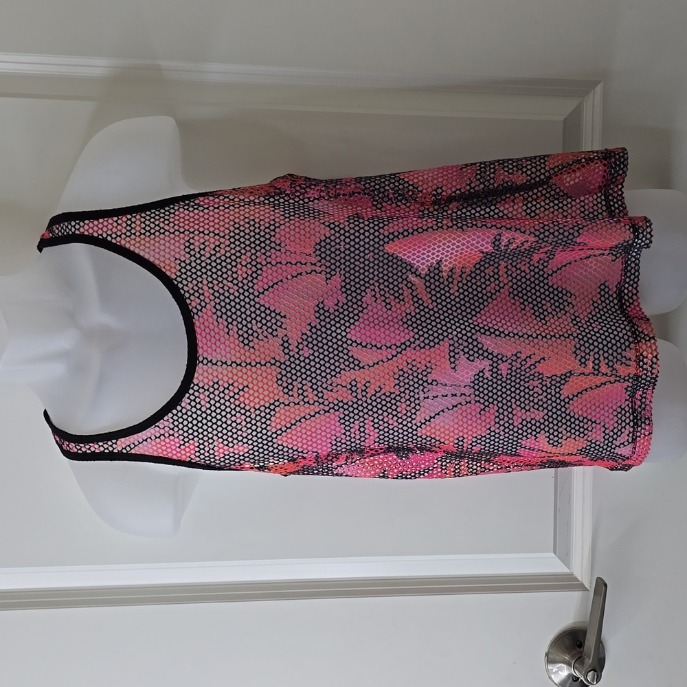 Victoria’s Secret Pink Mesh tank top swim cover XS Palm Trees